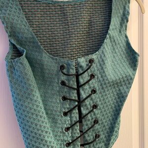 Beautiful Teal Lace-Up Women's corset Top EUC